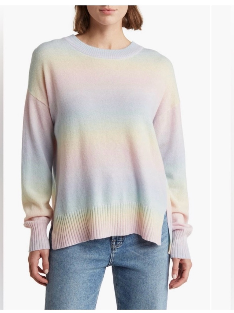Splendid Pastel Rainbow Ombre Crewneck Sweater - Small